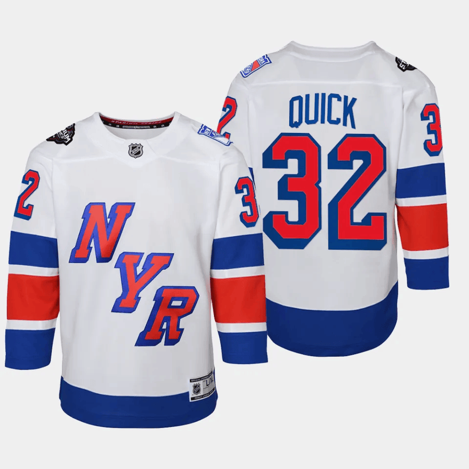 Alternative view of Jonathan Quick 32 New York Rangers 2024 NHL YOUTH Stadium Series Jersey - White - JS611 