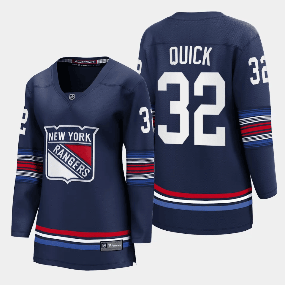 Jonathan Quick 32 New York Rangers Women Alternate Premier Breakaway Jersey - Navy - JS743 