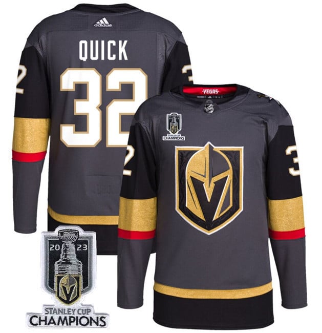 Jonathan Quick 32 Vegas Golden Knights 2023 Stanley Cup Champions Patch Alternate Breakaway Player Jersey - Black - JS983 