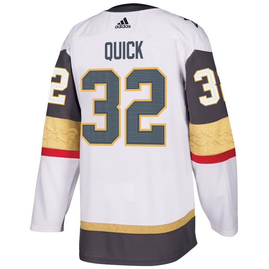 Alternative view of Jonathan Quick 32 Vegas Golden Knights Stanley Cup 2023 Champions Patch Away Breakaway Men Jersey - White - JS545 