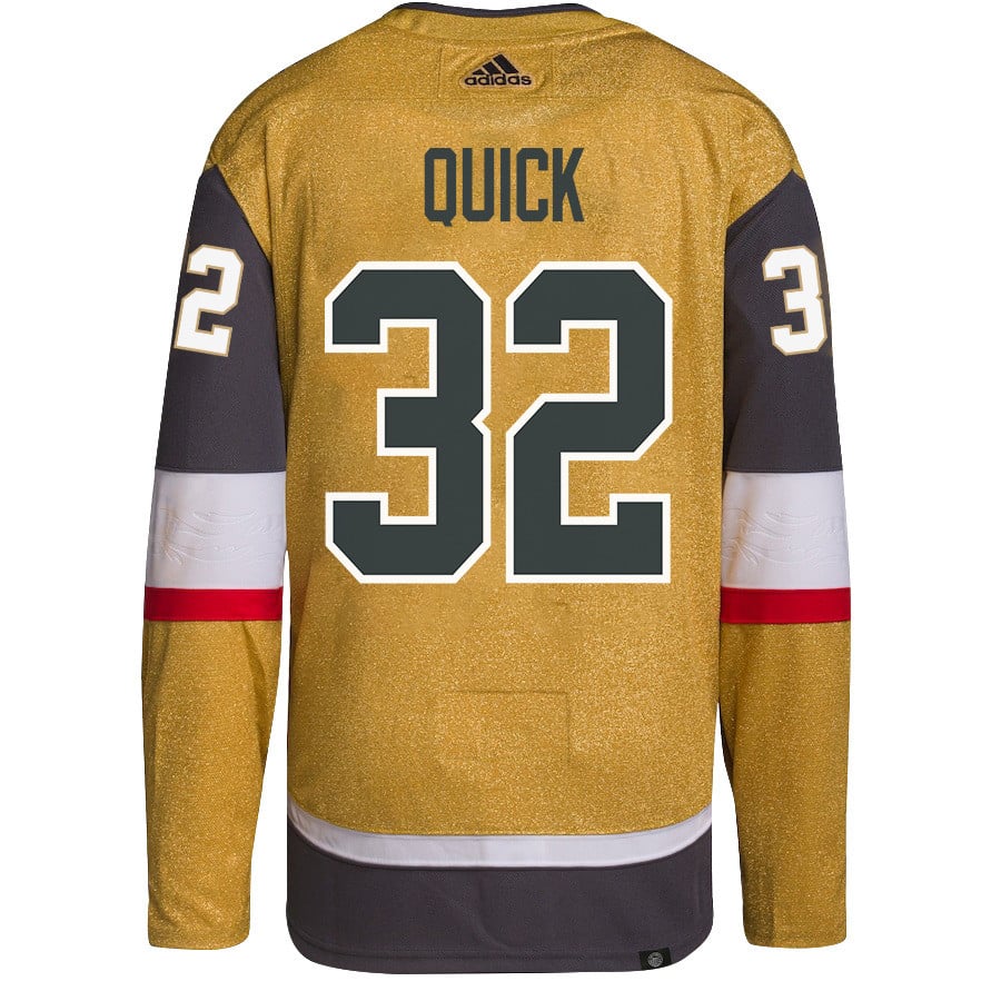 Alternative view of Jonathan Quick 32 Vegas Golden Knights Stanley Cup 2023 Champions Patch Home Breakaway Men Jersey - Gold - JS831 