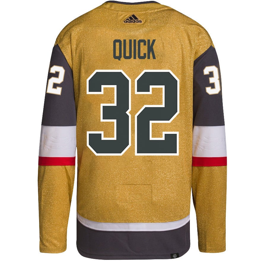 Alternative view of Jonathan Quick 32 Vegas Golden Knights Stanley Cup 2023 Final Patch Home Breakaway Men Jersey - Gold - JS697 