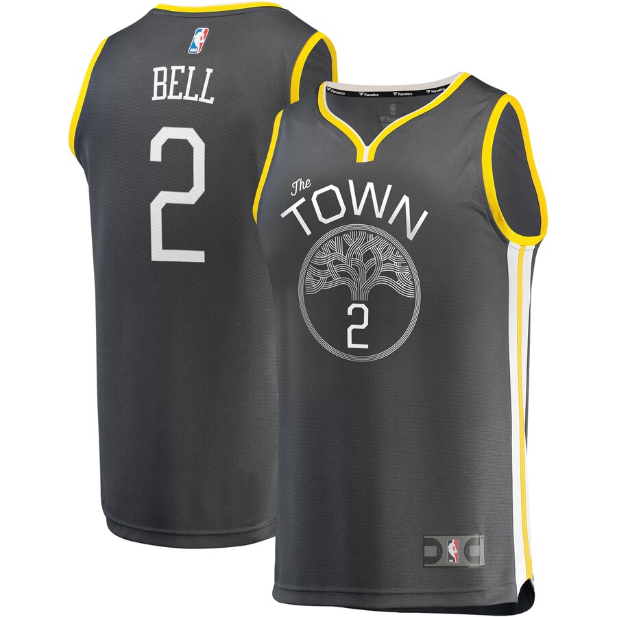 Jordan Bell Golden State Warriors Fanatics Branded Fast Break Replica Player Jersey Charcoal - Statement Edition