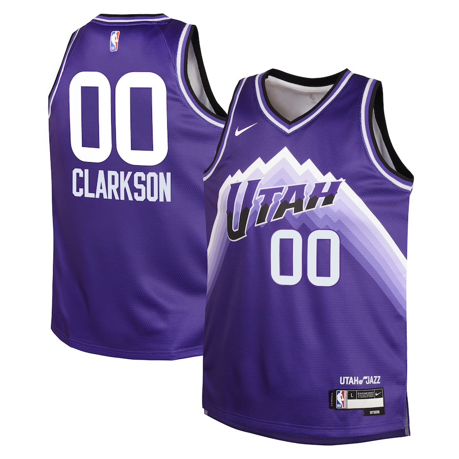 Jordan Clarkson 00 Utah Jazz 2023/24 City Edition Swingman YOUTH Jersey - Purple - JS567 