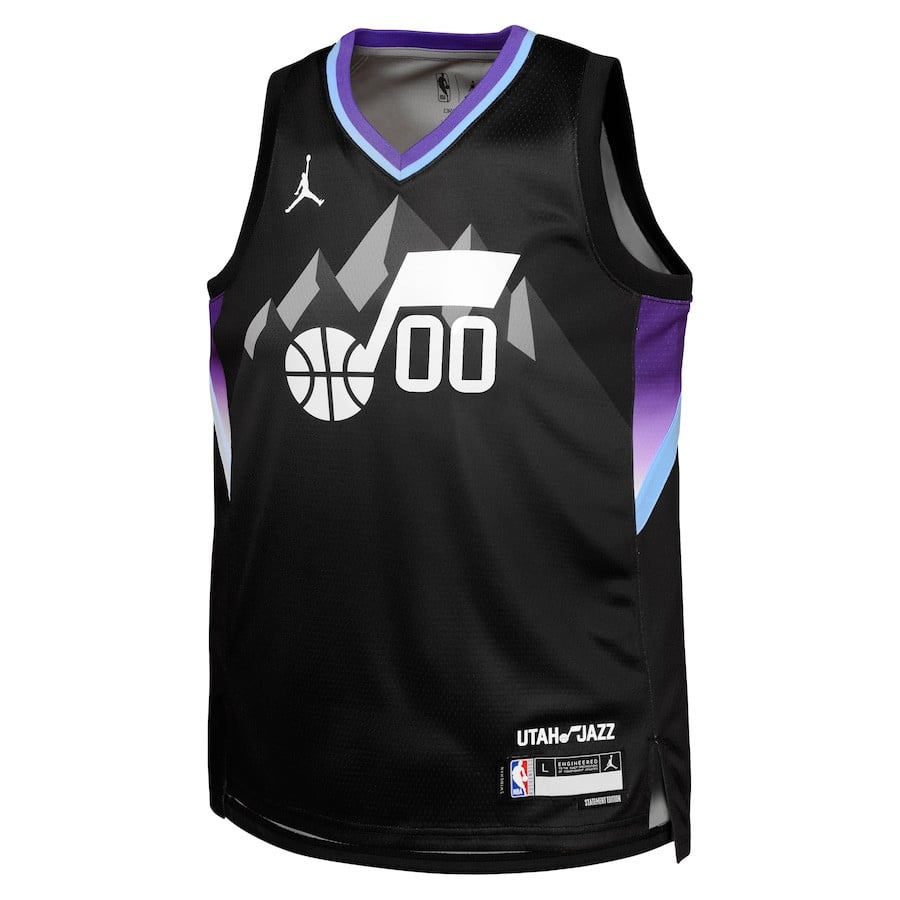 Alternative view of Jordan Clarkson 00 Utah Jazz 2024/25 YOUTH Swingman Jersey - Statement Edition - Black - JS195 