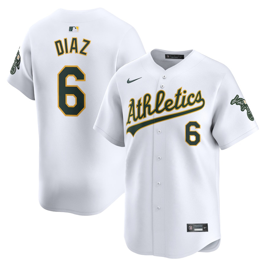 Jordan Diaz 6 Oakland Athletics Home Limited Player Men Jersey - White 