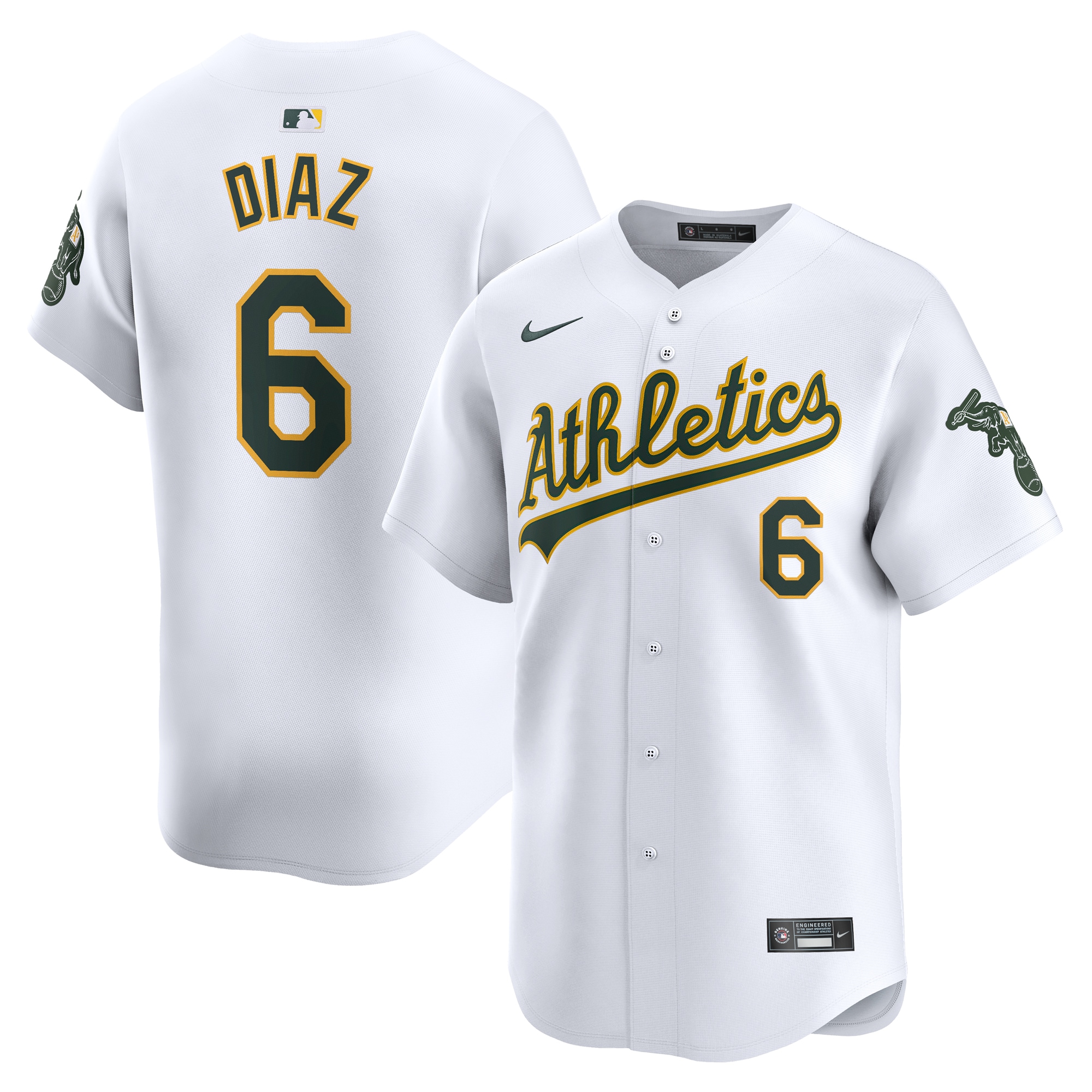 Jordan Diaz Oakland Athletics Home Limited Player Jersey - White