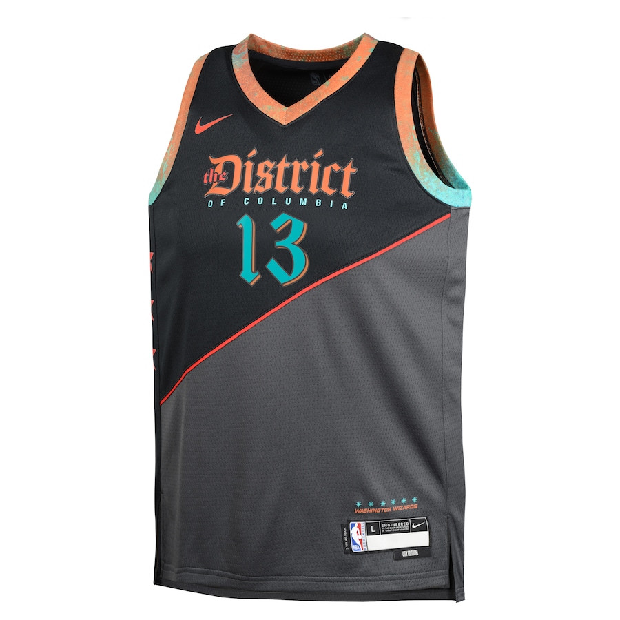 Alternative view of Jordan Poole 13 Washington Wizards 2023/24 City Edition Swingman YOUTH Jersey - Black - JS505 