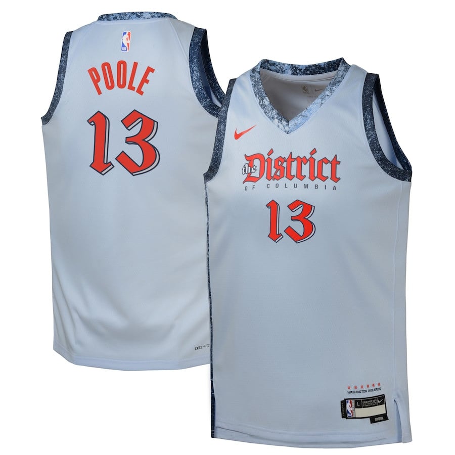 Jordan Poole 13 Washington Wizards 2024/25 Swingman Player YOUTH Jersey - City Edition - Powder Blue - JS941 