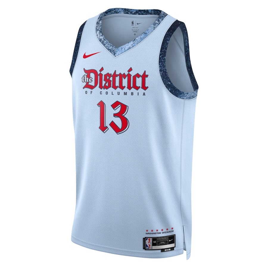 Alternative view of Jordan Poole 13 Washington Wizards Unisex 2024/25 Swingman Player Jersey - City Edition - Powder Blue - JS726 