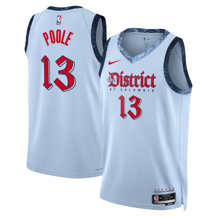 Jordan Poole 13 Washington Wizards Unisex 2024/25 Swingman Player Jersey - City Edition - Powder Blue - JS726 