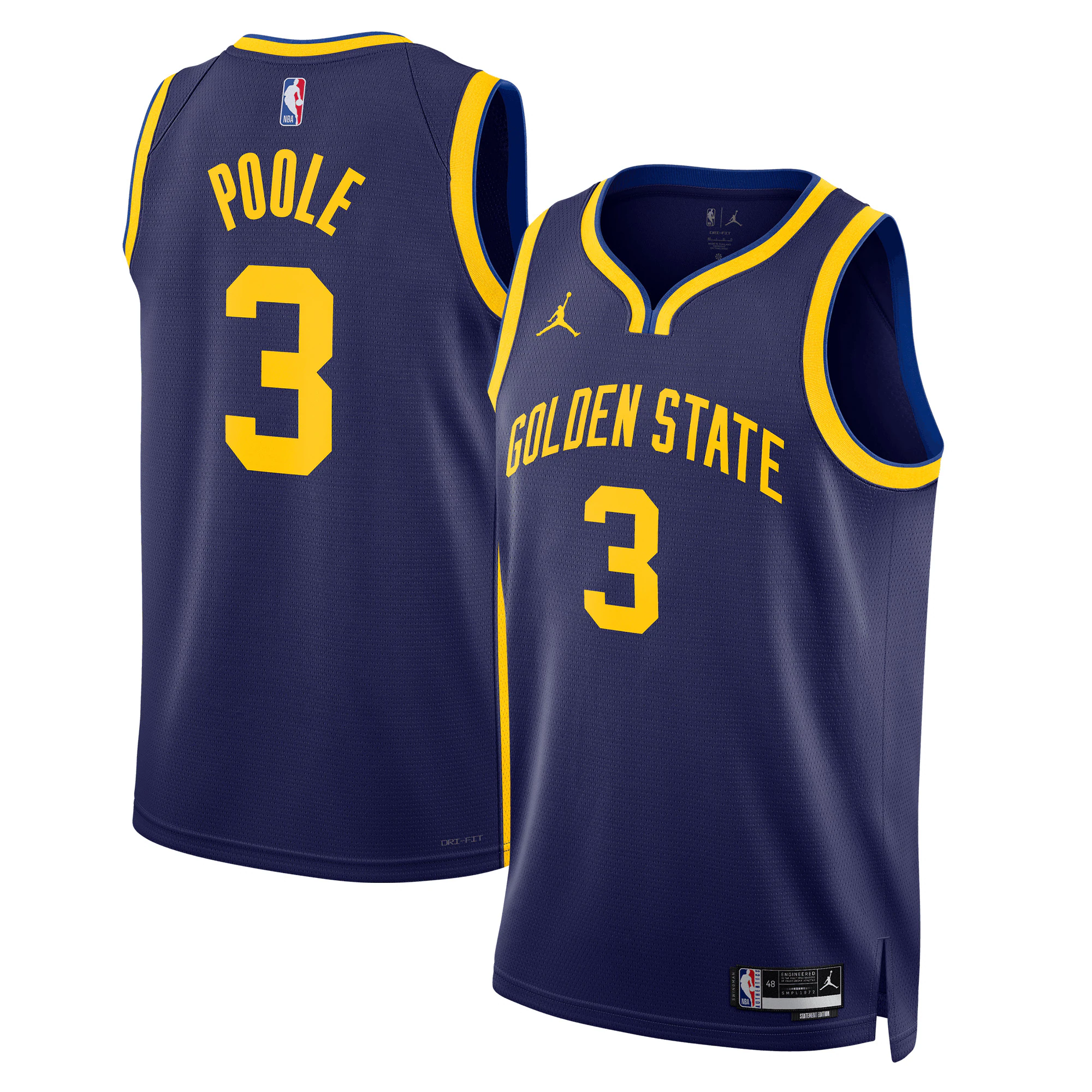 Alternative view of Jordan Poole Golden State Warriors Jordan Brand Unisex Swingman Jersey – Statement Edition – Navy