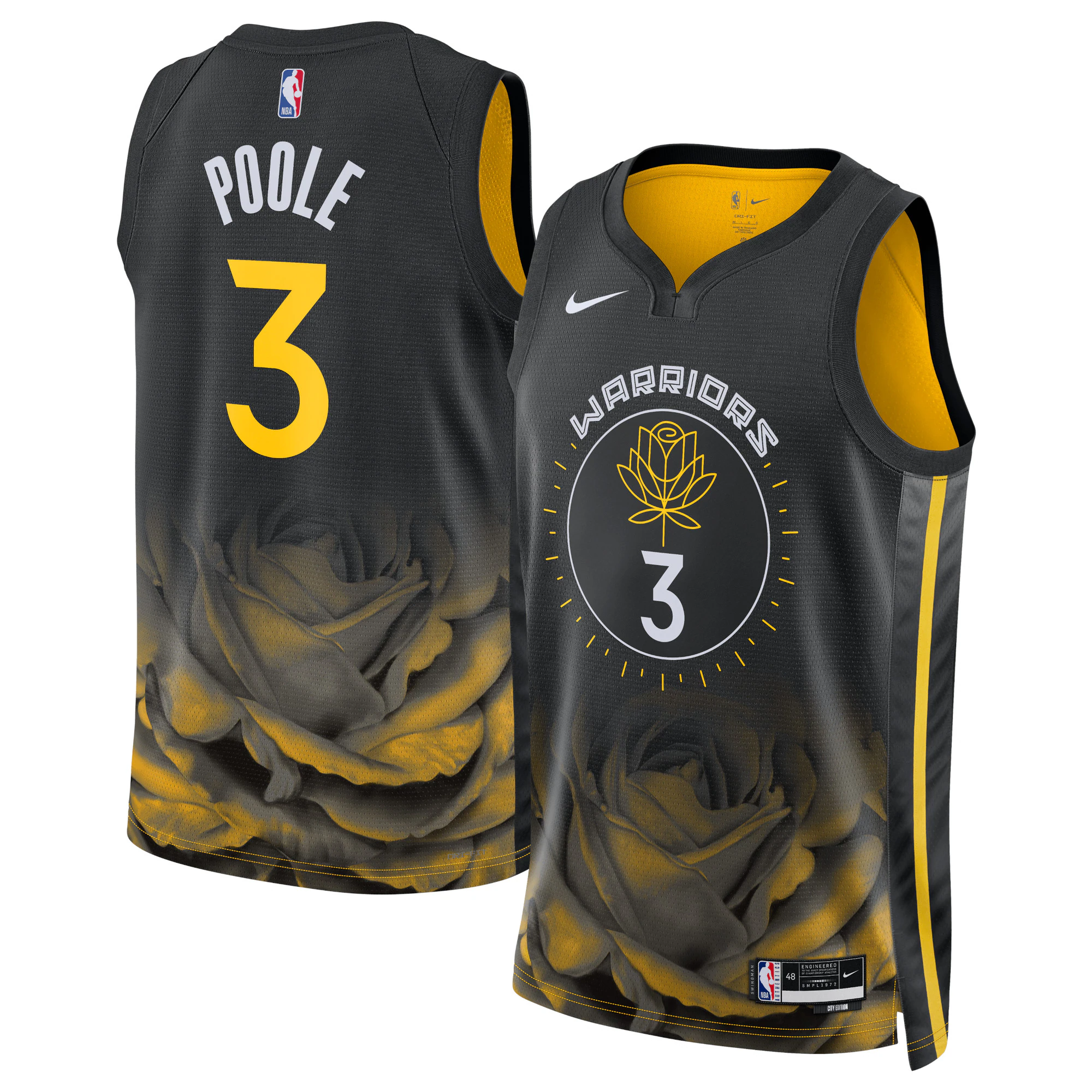 Alternative view of Jordan Poole Golden State Warriors Unisex 2022/23 Swingman Jersey - City Edition - Black