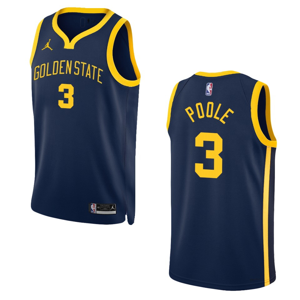 Jordan Poole Navy Statement Edition 2022-23 Golden State Warriors Swingman Jersey