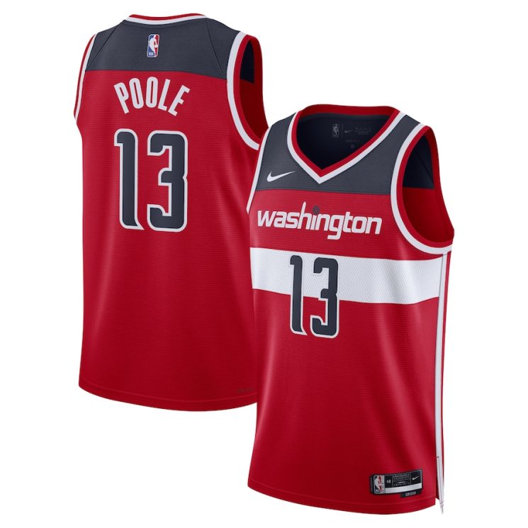 Alternative view of Jordan Poole Washington Wizards Unisex Swingman Jersey - Icon Edition - Red 