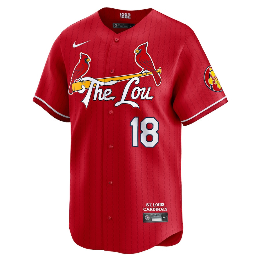 Alternative view of Jordan Walker 18 St. Louis Cardinals 2024 City Connect Limited Men Jersey - Red 