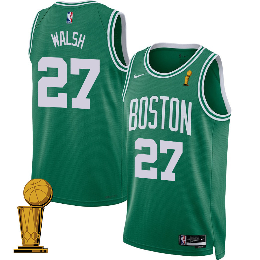 Jordan Walsh 27 Boston Celtics 2024 FINALS CHAMPIONS Jersey - Icon Edition - Kelly Green - JS876