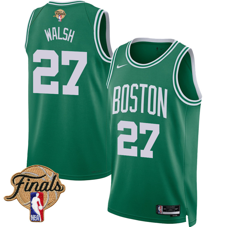 Jordan Walsh 27 Boston Celtics 2024 FINALS PATCH Icon Edition Jersey - Kelly Green - JS739