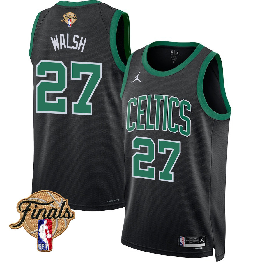 Jordan Walsh 27 Boston Celtics 2024 FINALS PATCH Swingman Jersey - Statement Edition - Black - JS493