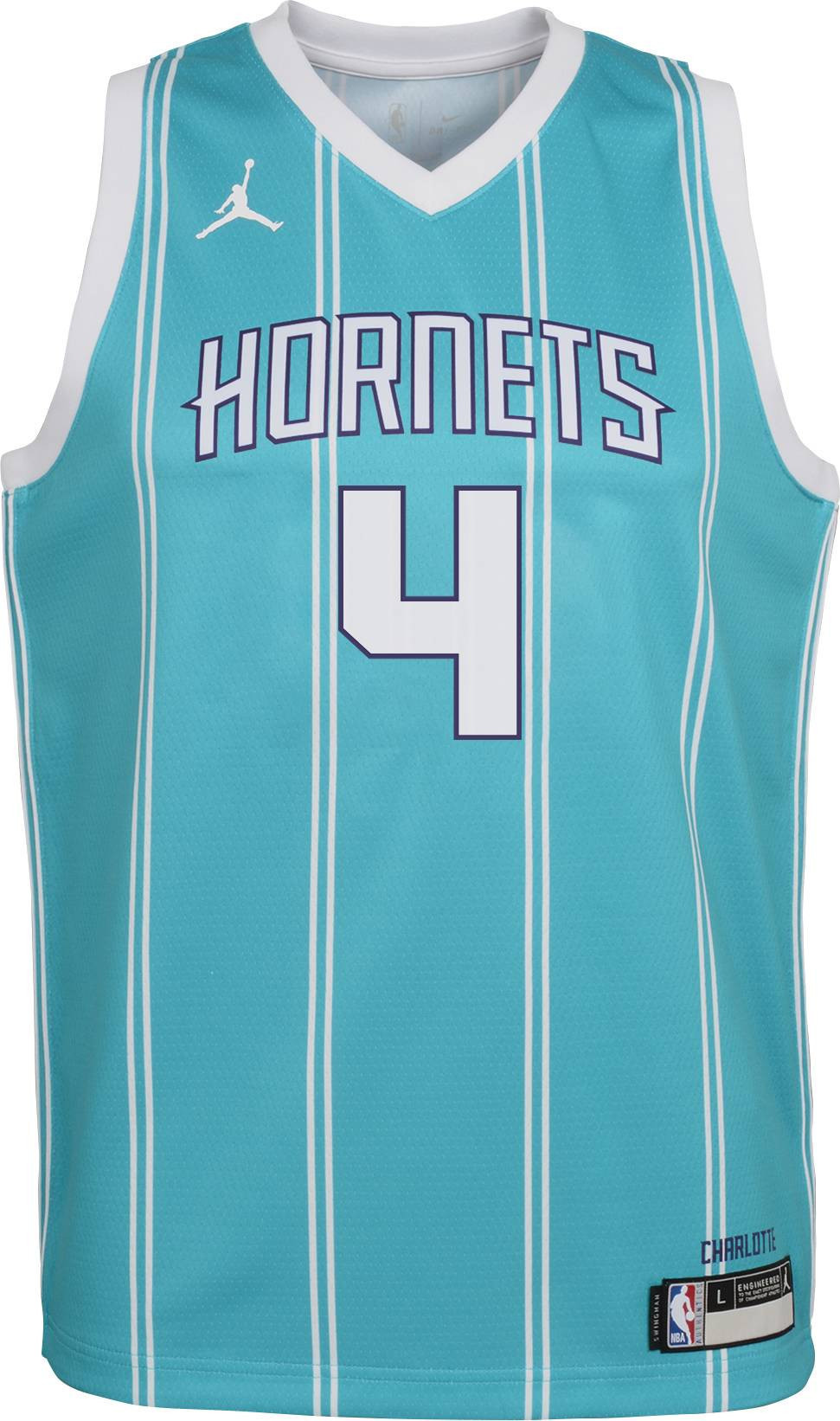 Alternative view of Jordan Youth Charlotte Hornets Devonte' Graham 4 Teal Dri-fit Swingman Jersey - JS706 