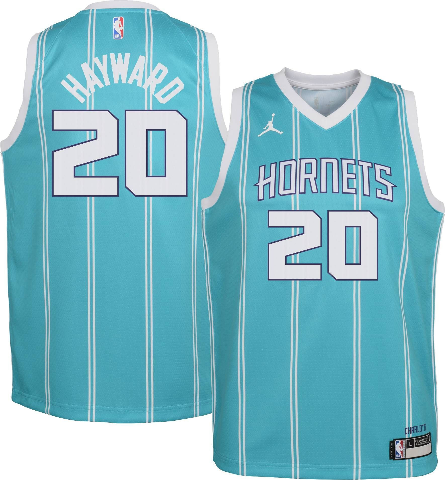 Jordan Youth Charlotte Hornets Gordon Hayward 20 Teal Dri-fit Swingman Jersey - JS221 