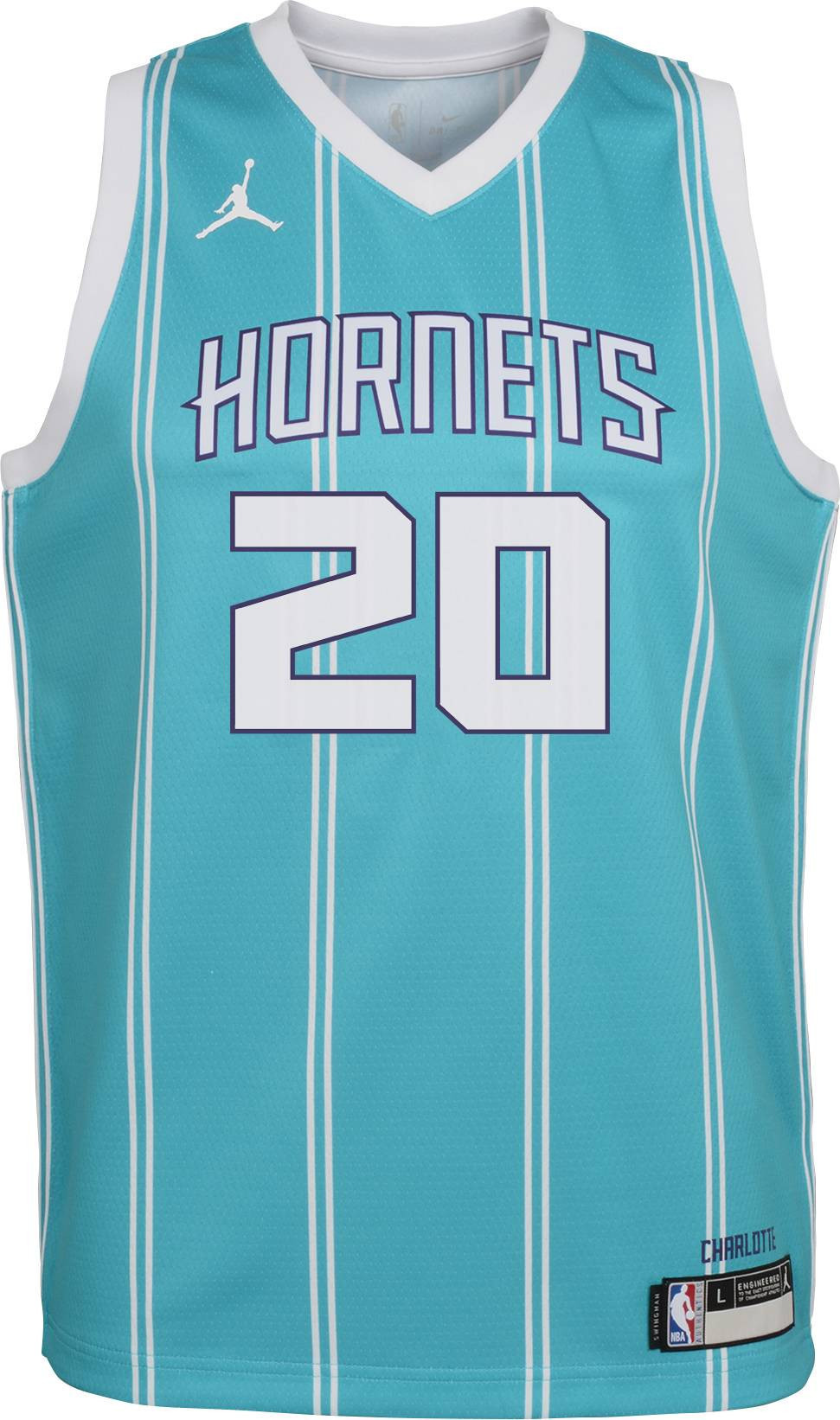 Alternative view of Jordan Youth Charlotte Hornets Gordon Hayward 20 Teal Dri-fit Swingman Jersey - JS221 