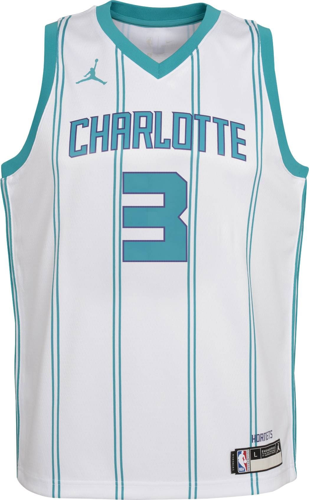 Alternative view of Jordan Youth Charlotte Hornets Terry Rozier Iii 3 Dri-fit Swingman White Jersey - JS812 