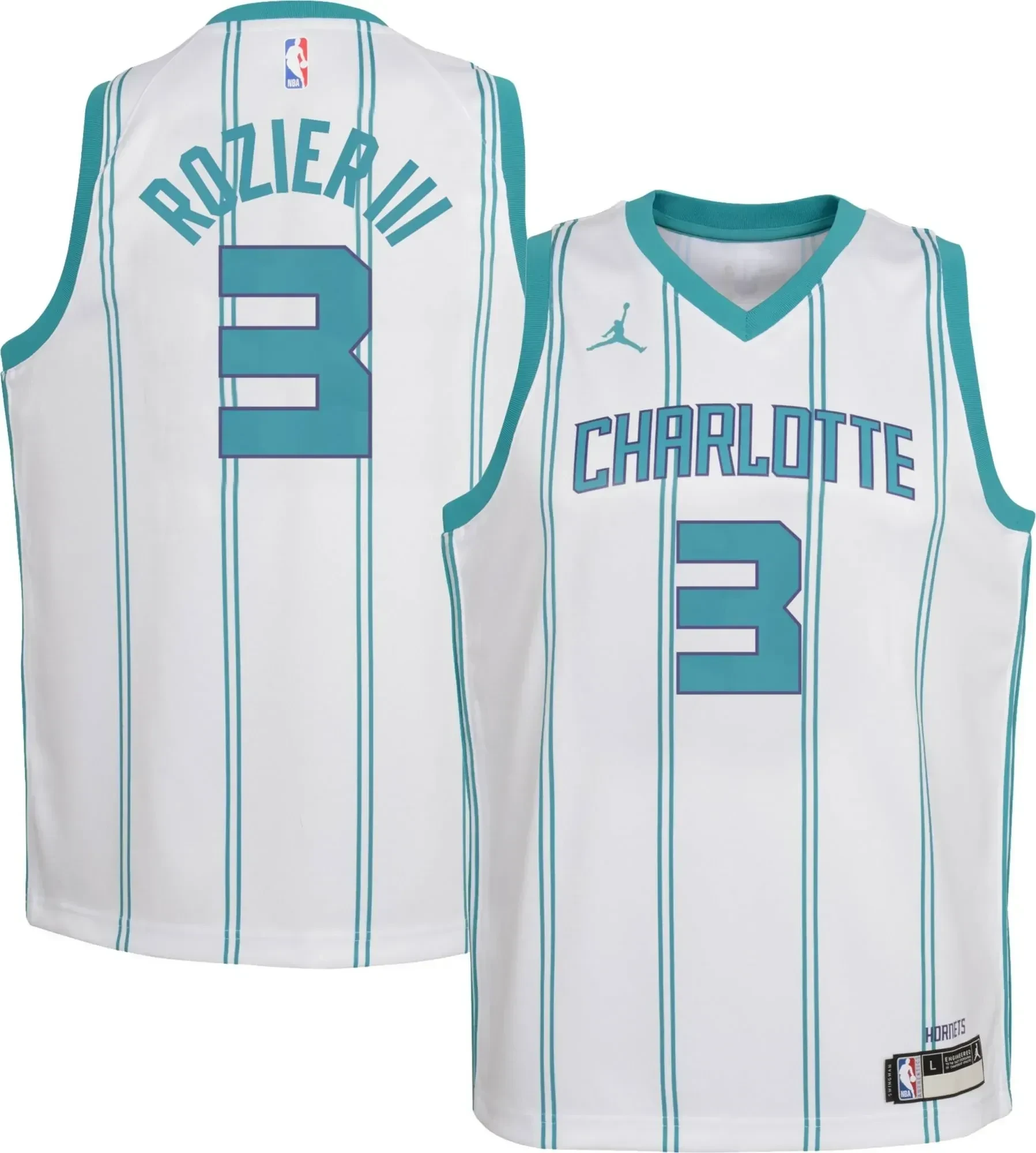 Jordan Youth Charlotte Hornets Terry Rozier Iii 3 Dri-fit Swingman White Jersey - JS812 