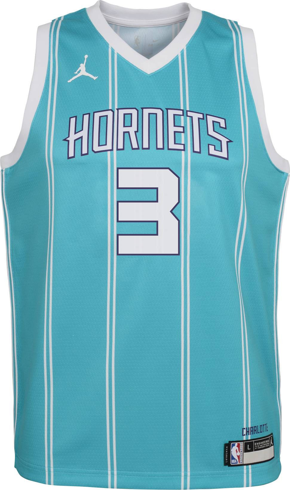 Alternative view of Jordan Youth Charlotte Hornets Terry Rozier Iii 3 Teal Dri-fit Swingman Jersey - JS196 