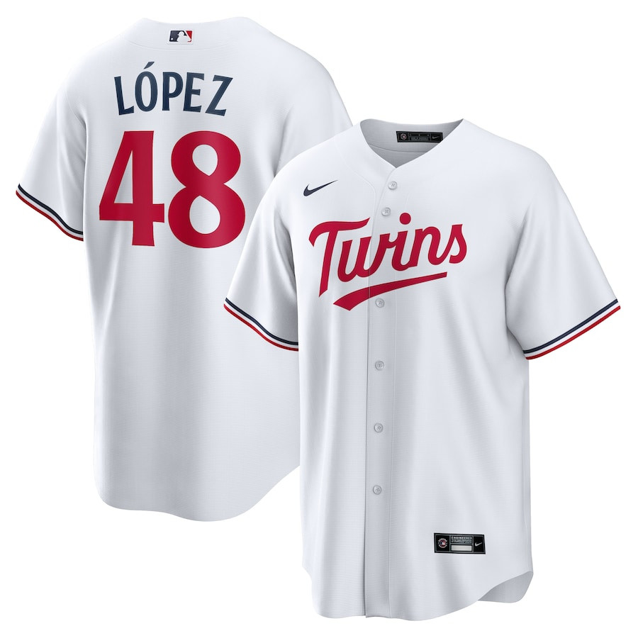 Jorge López 48 Minnesota Twins Team Logo Home Men Jersey - White 