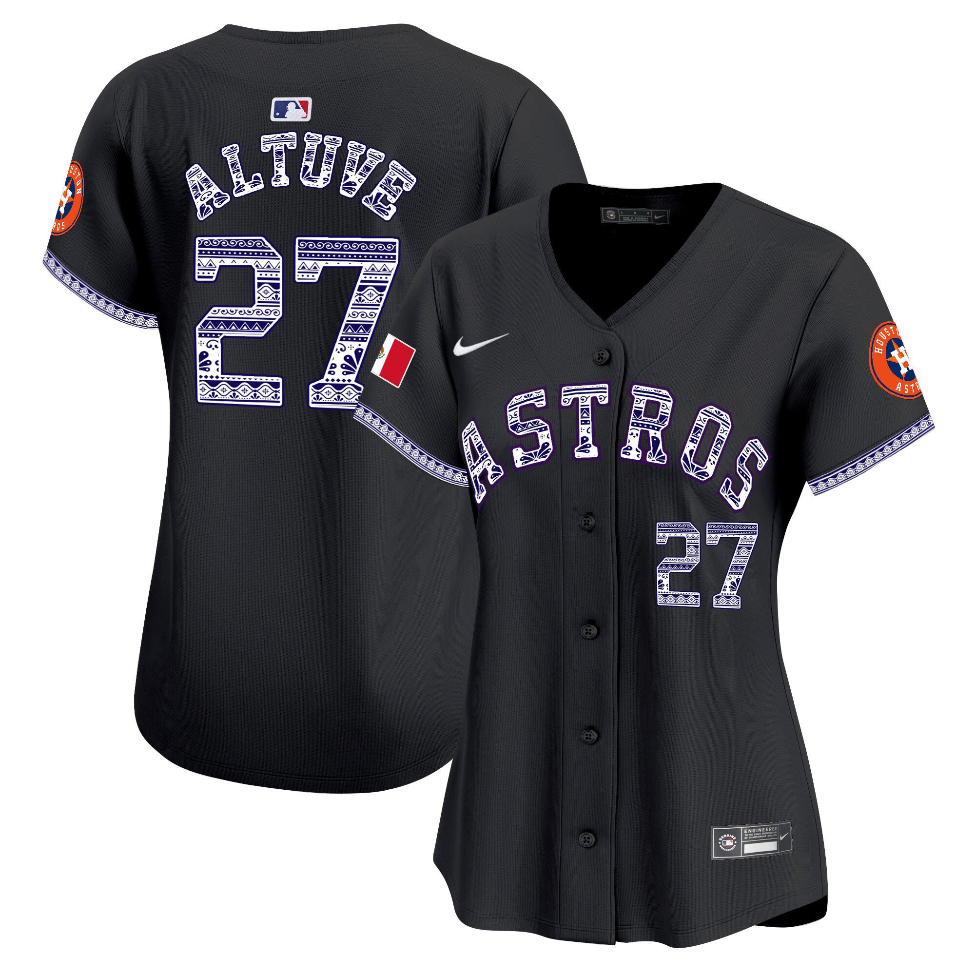José Altuve 27 Houston Astros Mexico Women Jersey - Black 