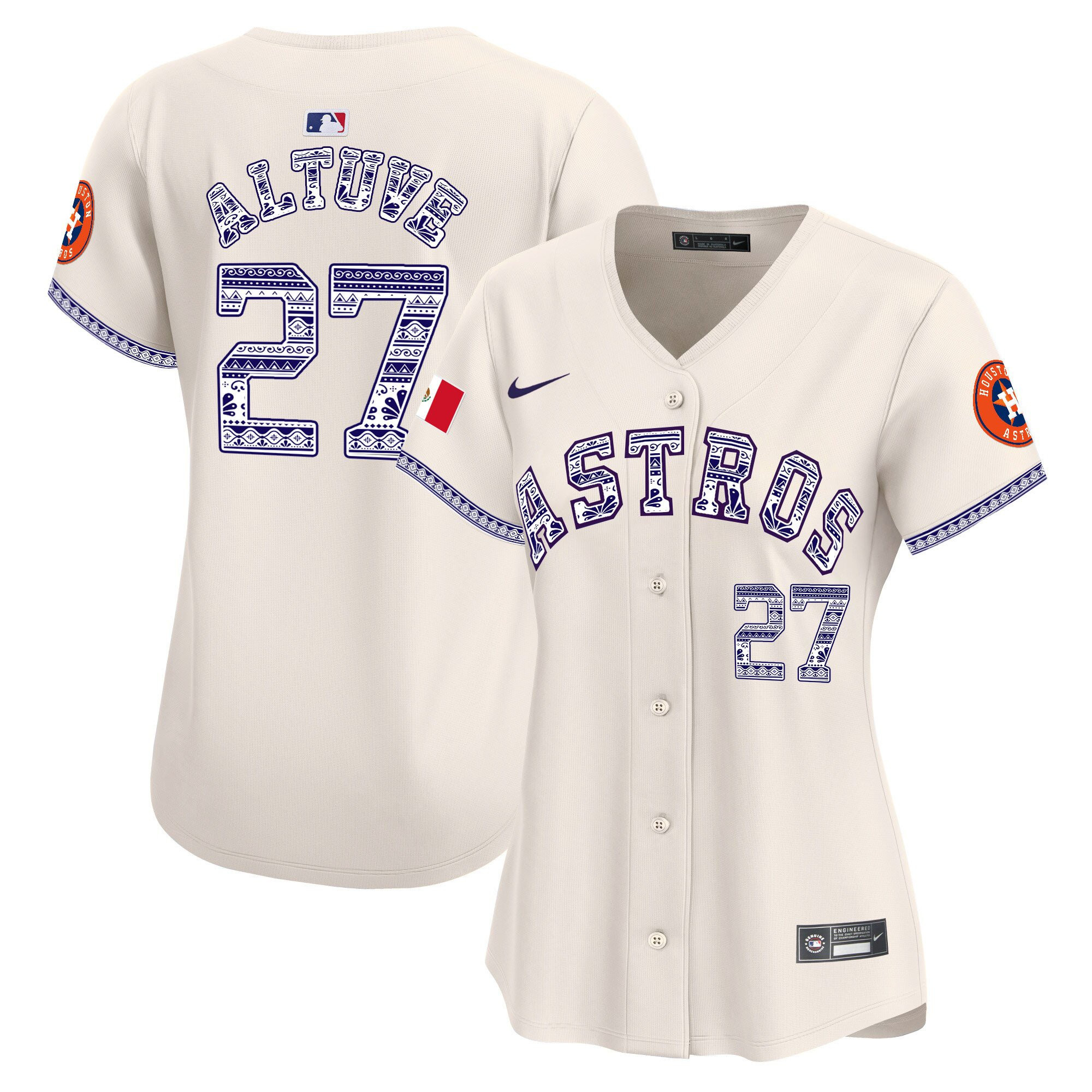 José Altuve 27 Houston Astros Mexico Women Jersey - Cream 