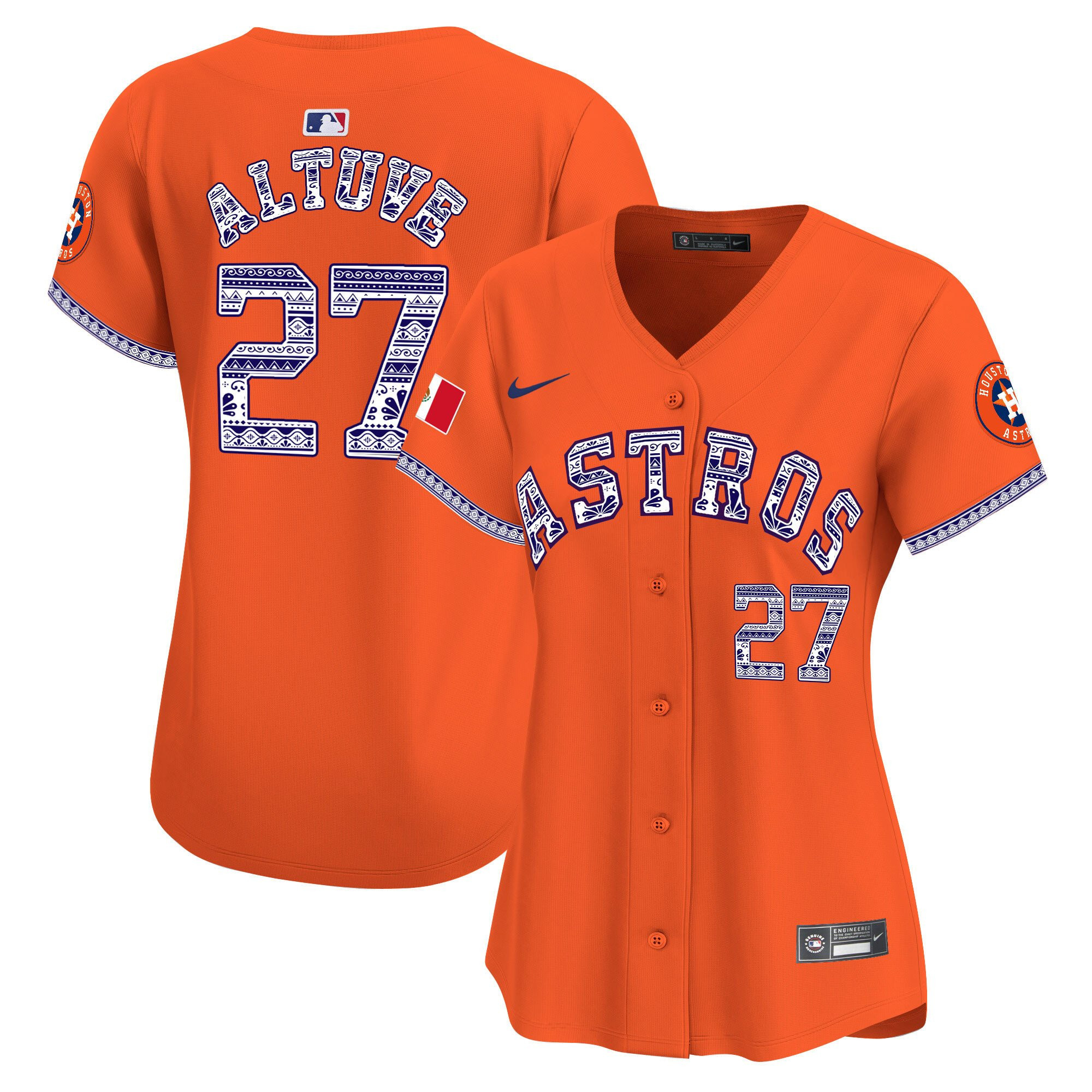 José Altuve 27 Houston Astros Mexico Women Jersey - Orange 