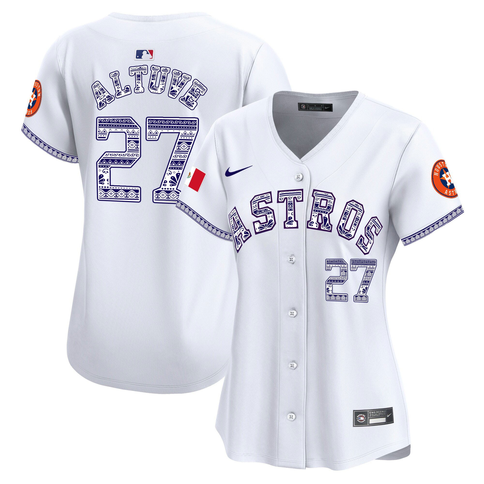 José Altuve 27 Houston Astros Mexico Women Jersey - White 