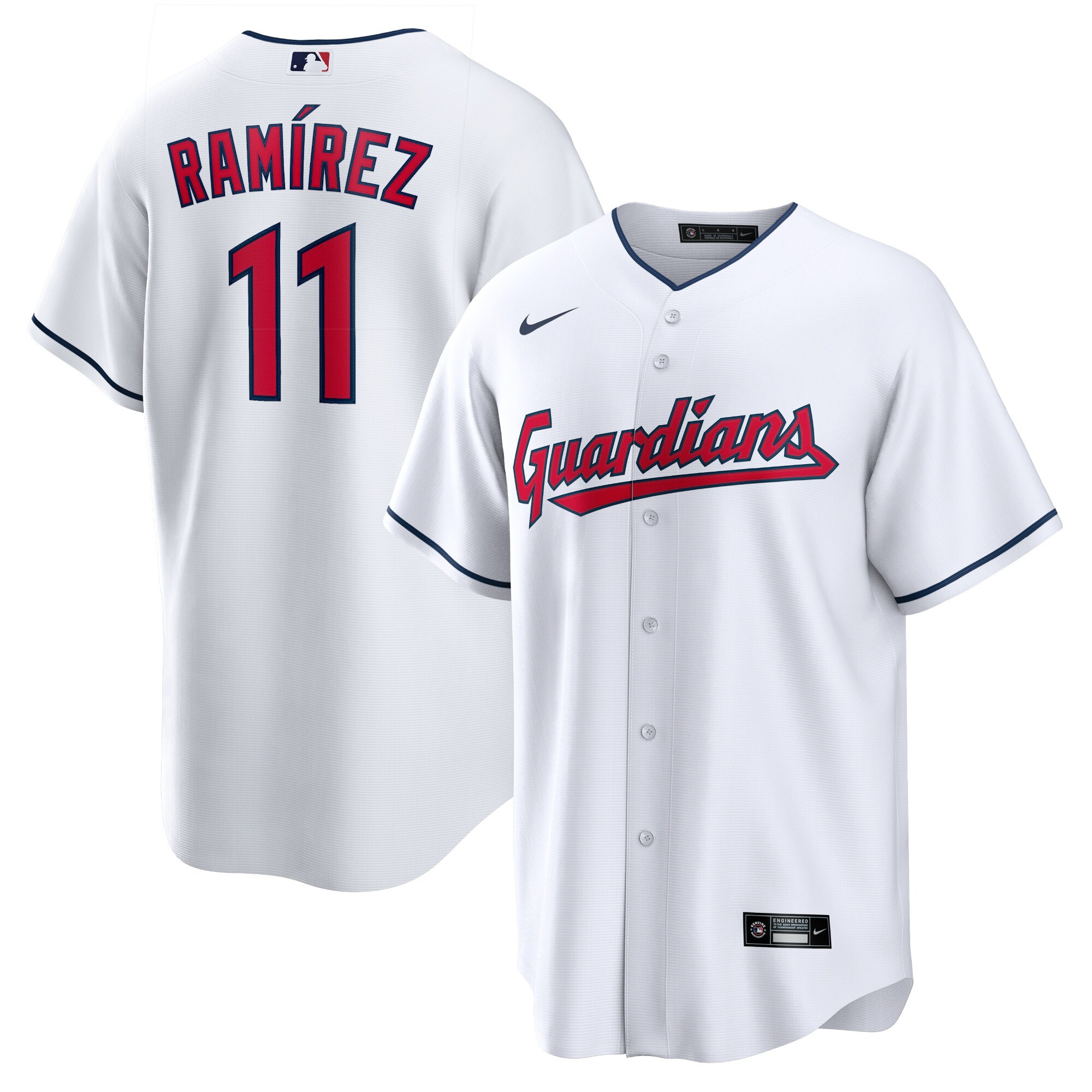 Alternative view of Jos Cleveland Guardians Replica Player Jersey – White