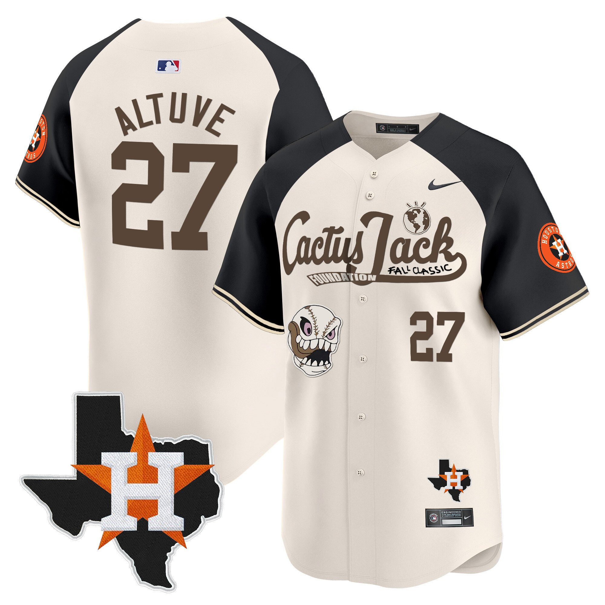 Jose Altuve 27 Houston Astros Cactus Jack Foundation Fall Classic Limited Jersey - Men 