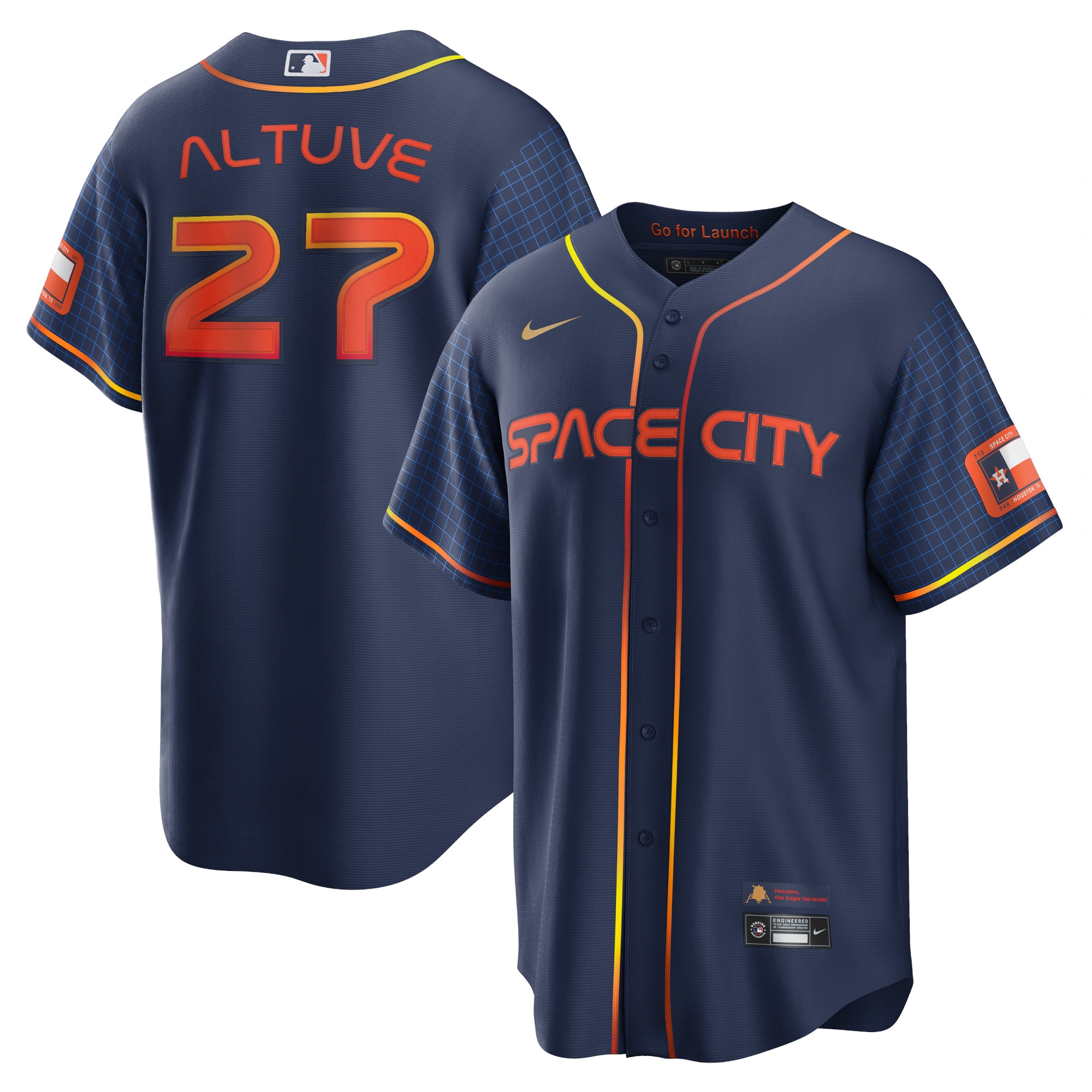 Alternative view of Jose Altuve Houston Astros 2022 City Connect Replica Player Jersey - Navy