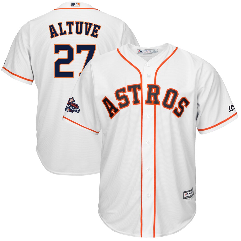 Jose Altuve Houston Astros Majestic 2017 World Series Champions Team Logo Cool Base Player Jersey - White