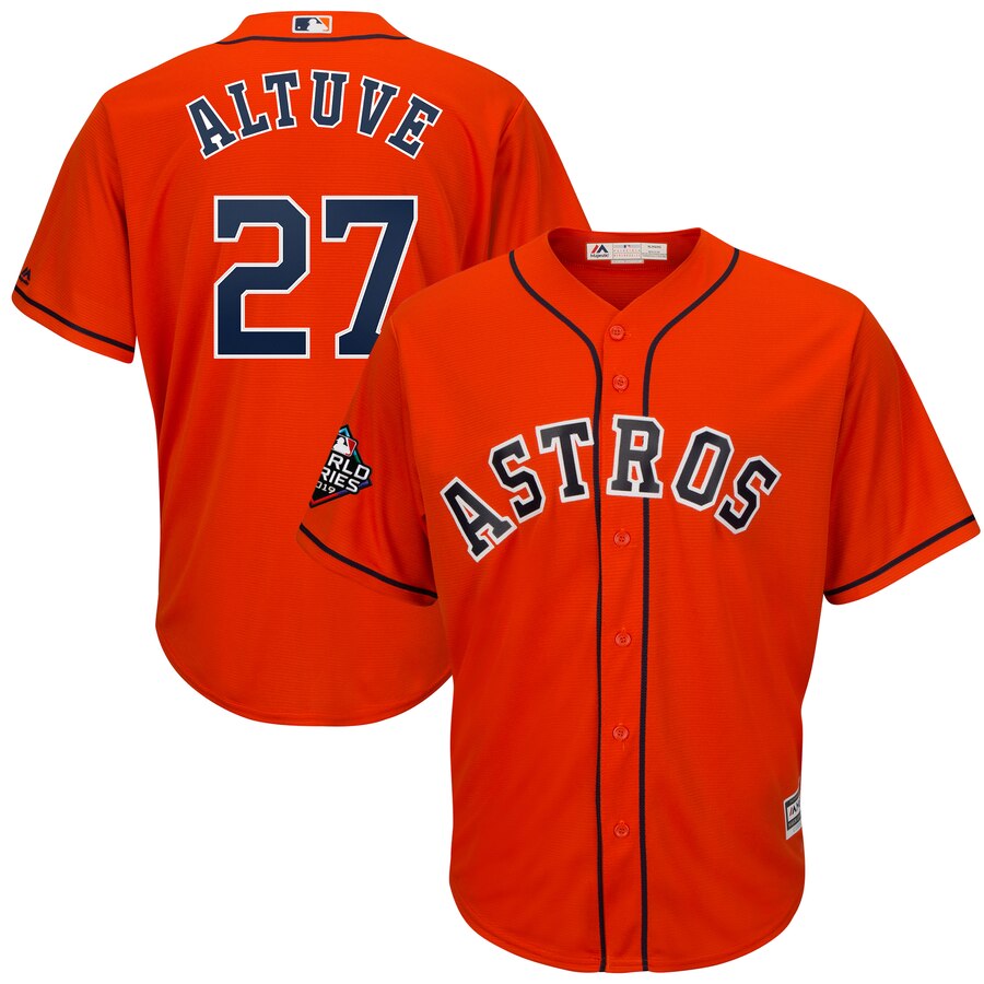 Jose Altuve Houston Astros Majestic 2019 World Series Bound Official Cool Base Player Jersey – Orange