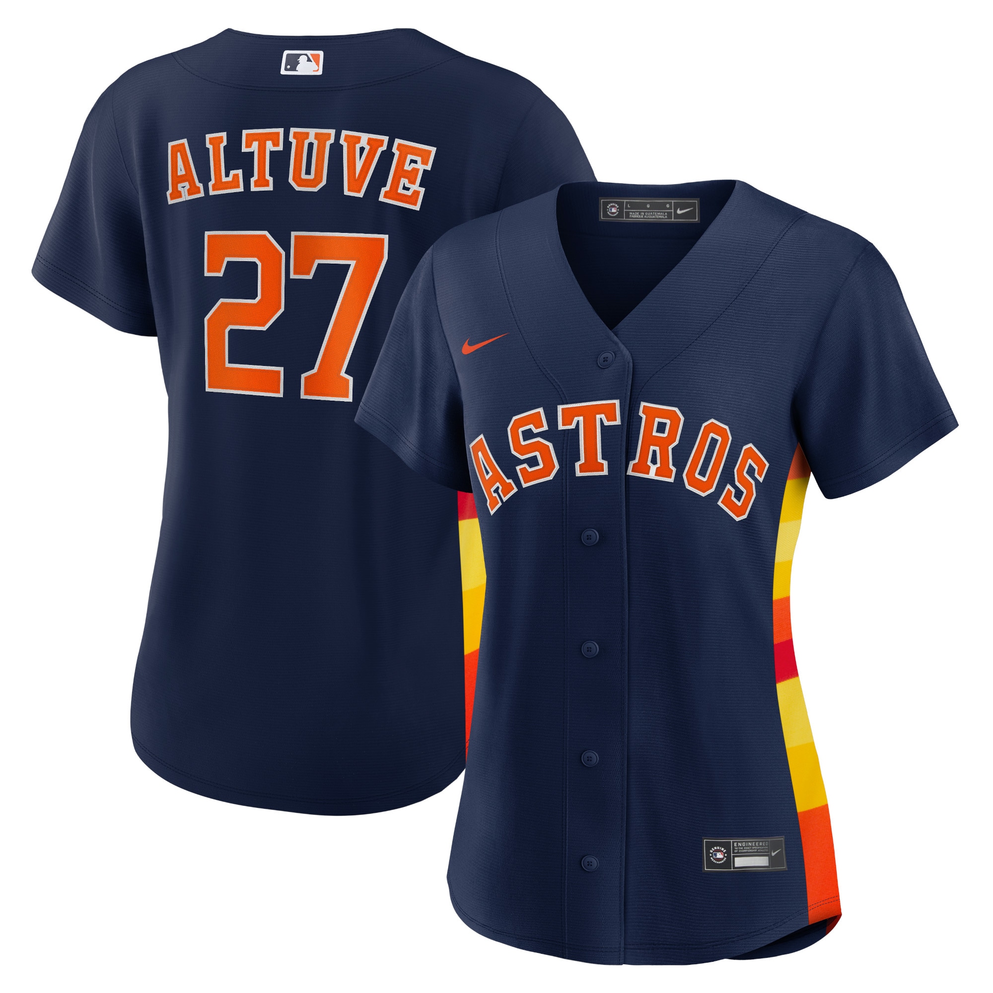 Alternative view of Jose Altuve Houston Astros Women’s Alternate Replica Player Jersey – Navy