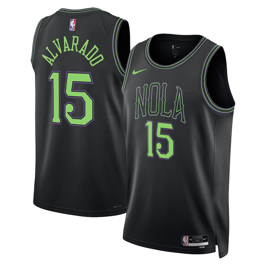 Jose Alvarado 15 New Orleans Pelicans 2023/24 City Edition Swingman Jersey - Black - JS167 