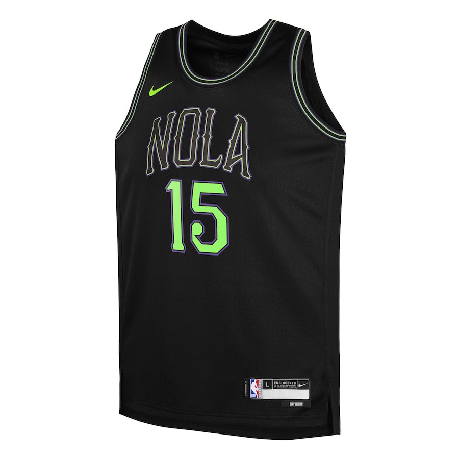 Alternative view of Jose Alvarado 15 New Orleans Pelicans 2023/24 City Edition Swingman YOUTH Jersey - Black - JS890 