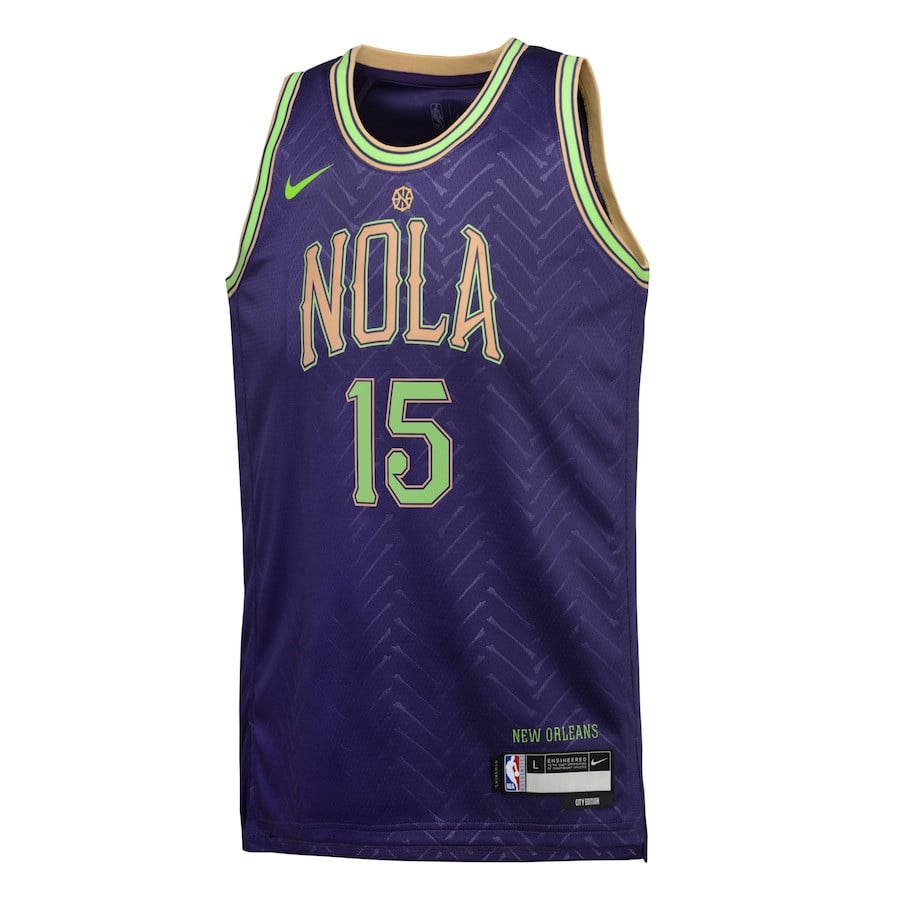Alternative view of Jose Alvarado 15 New Orleans Pelicans 2024/25 Swingman Player YOUTH Jersey - City Edition - Purple - JS327 