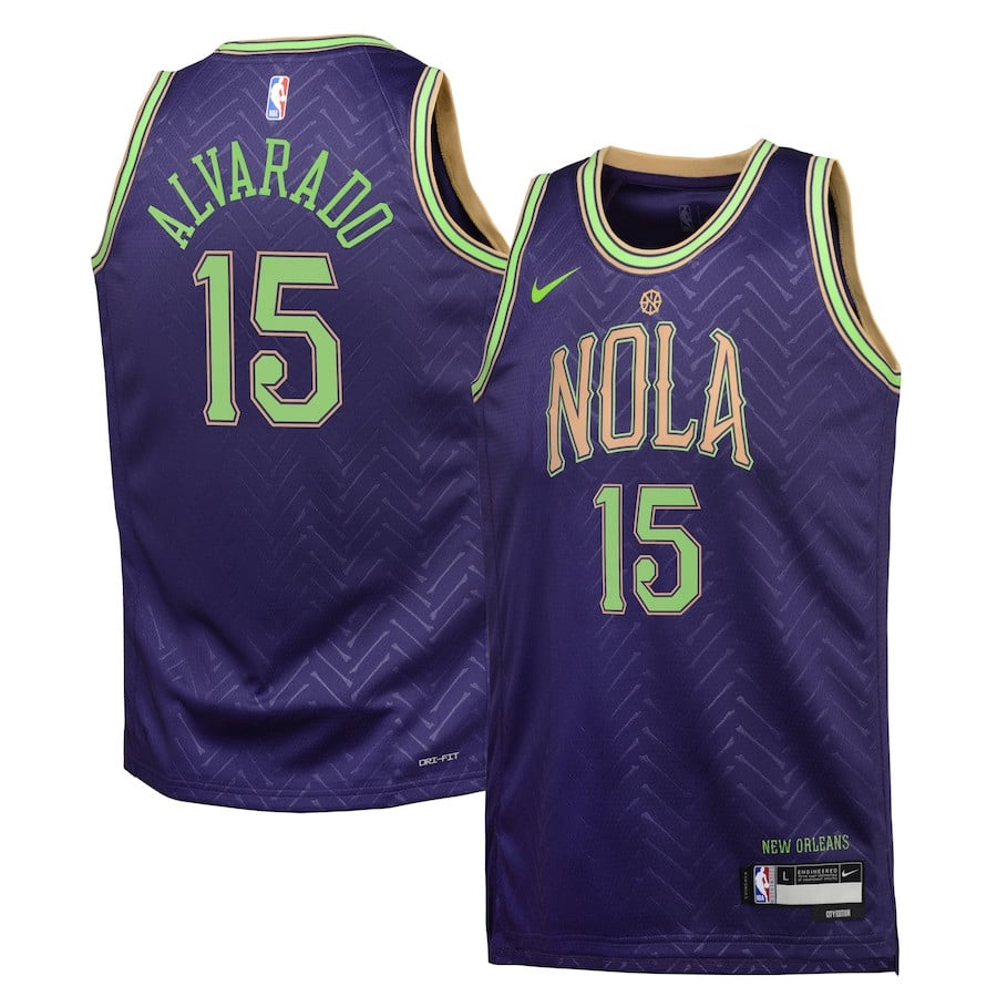 Jose Alvarado 15 New Orleans Pelicans 2024/25 Swingman Player YOUTH Jersey - City Edition - Purple - JS327 