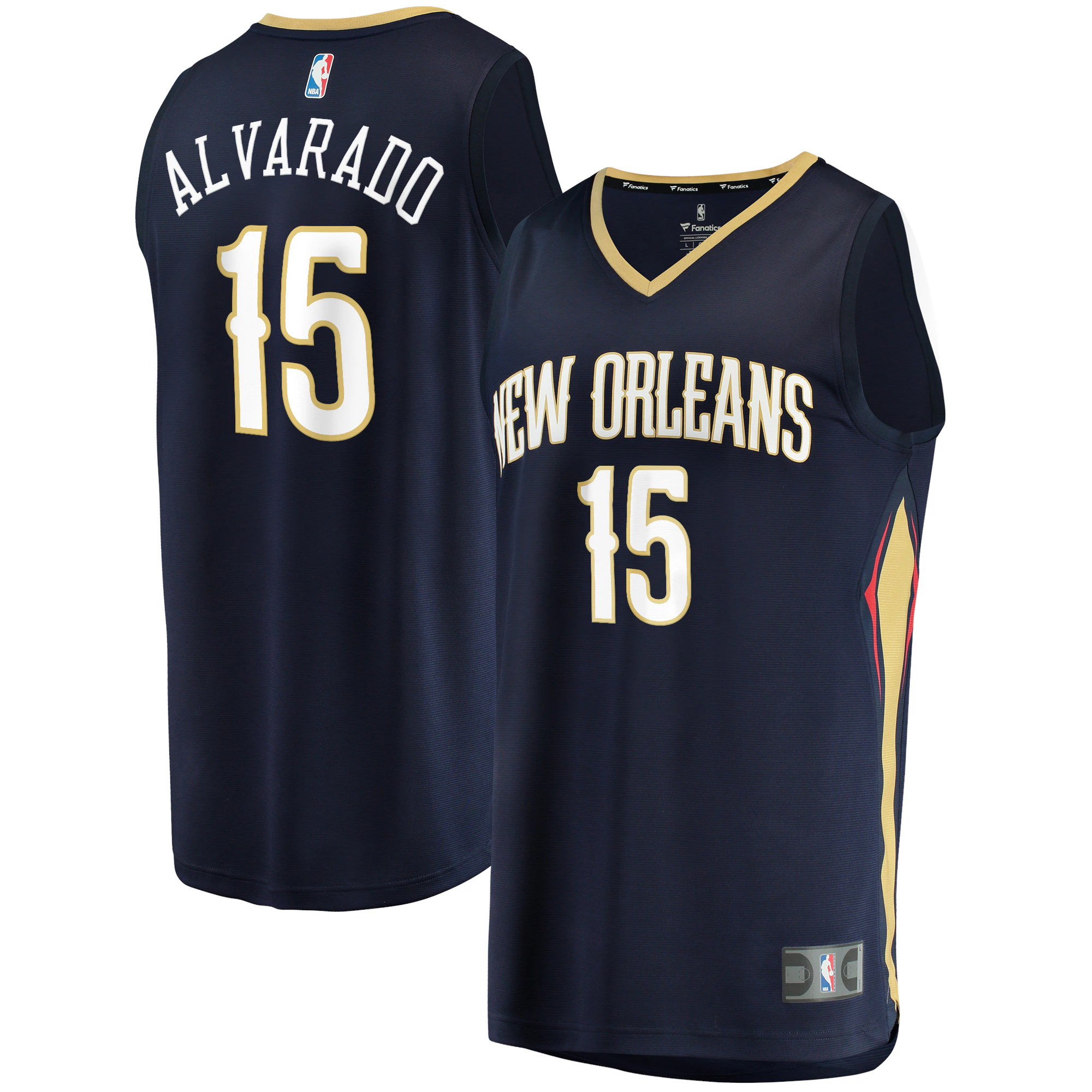 Alternative view of Jose Alvarado New Orleans Pelicans Fanatics Branded 2021/22 Fast Break Replica Jersey - Icon Edition - Navy