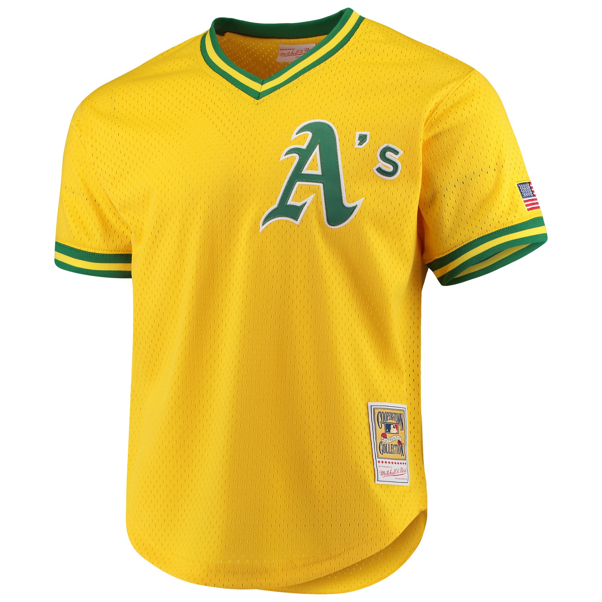 Alternative view of Jose Canseco Oakland Athletics Mitchell & Ness Cooperstown Collection Mesh Batting Practice Jersey - Gold