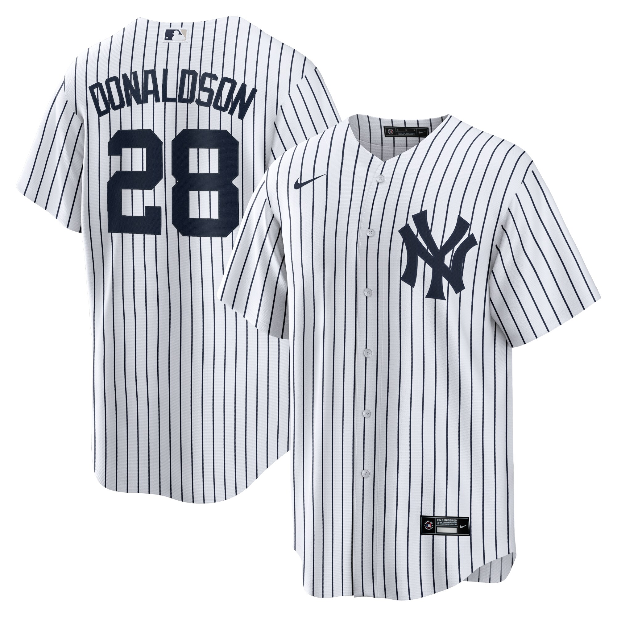 Alternative view of Josh Donaldson New York Yankees Home Replica Player Jersey – White/navy