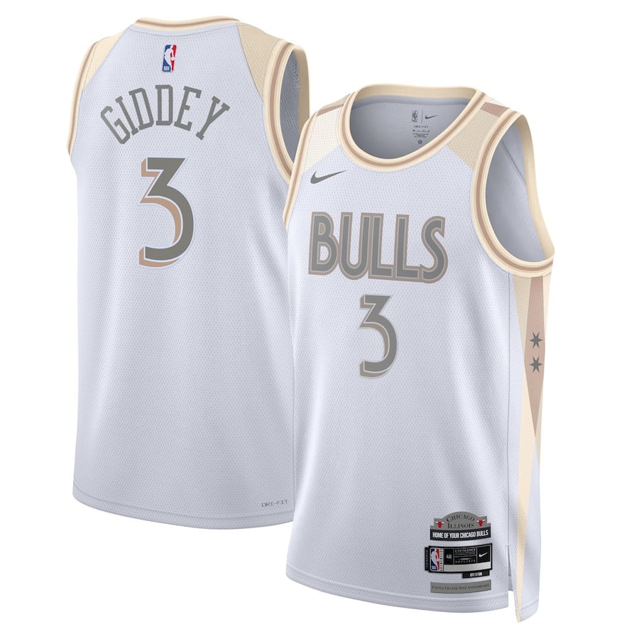 Josh Giddey 3 Chicago Bulls Unisex 2024/25 Swingman Player Jersey - City Edition - White - JS383 