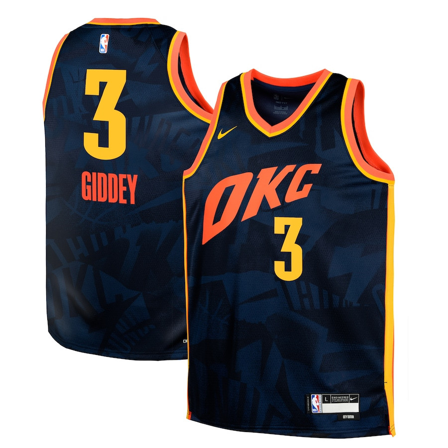 Josh Giddey 3 Oklahoma City Thunder 2023/24 City Edition Swingman YOUTH Jersey - Navy - JS899 