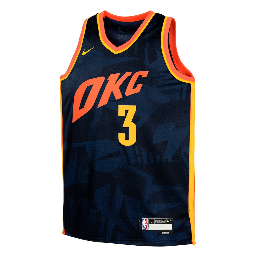 Alternative view of Josh Giddey 3 Oklahoma City Thunder 2023/24 City Edition Swingman YOUTH Jersey - Navy - JS899 